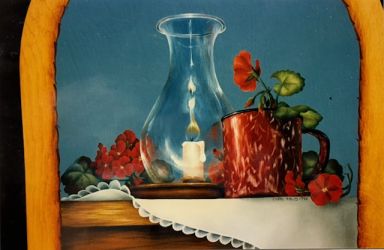 Candle Cup & Geraniums by Cheri Rol