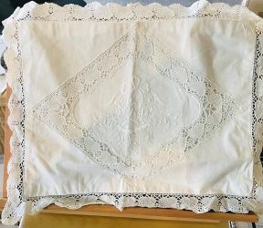 Lace and embroidered pillow sham